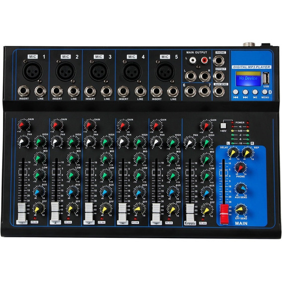 Consola Mezcladora De Audio Depusheng Ht7 Portátil 7 Canales