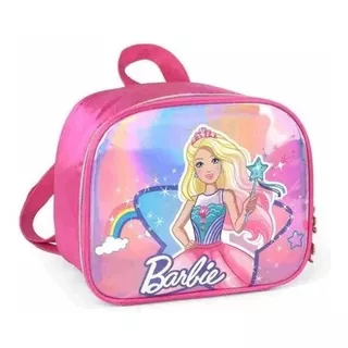 Lancheira Térmica Infantil Escolar Meninas Barbie Arco Íris Cor Rosa