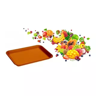 400 Bandeja De Isopor Laranja B03 Rasa 23,5x18x1,6cm (1pct)