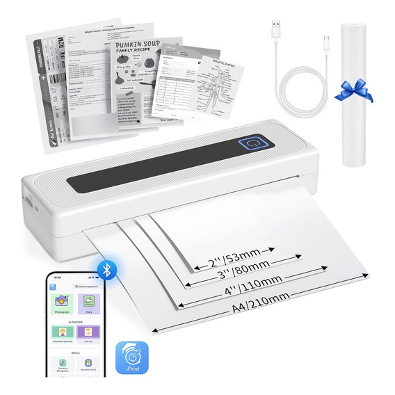 Impresora Térmica Bluetooth Inalámbrica Mini+papel De Imprim