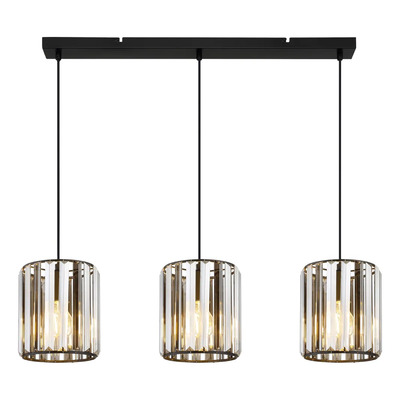 Colgante 3 Luces Cristal Fume Apto Led E27 Mks