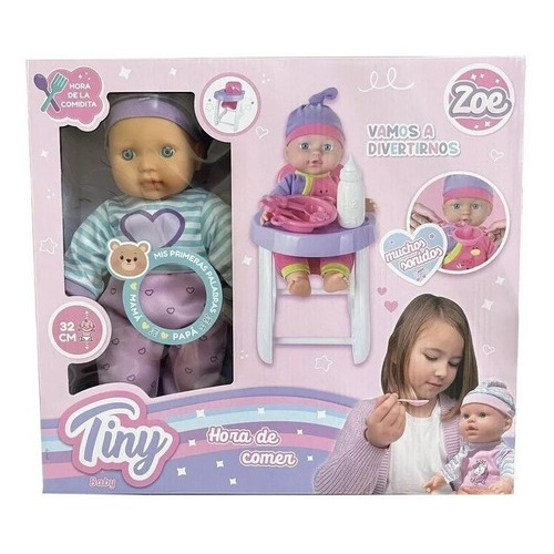 Bebote Tiny Baby Zoe Set De Comer Sonidos Sillita Y Accs Mca