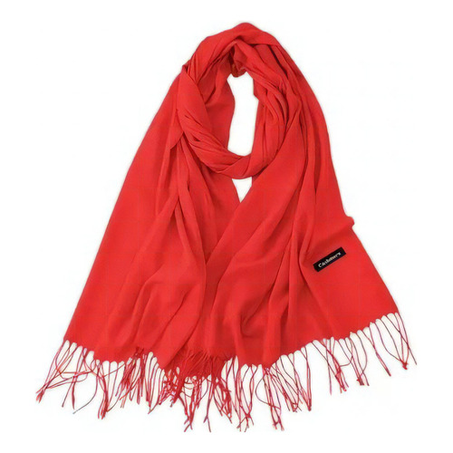 Bufanda Cuellera Pashmina Palestina De Invierno Para Mujer Color Rojo Diseño de la tela Liso