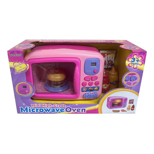 Microondas de juguete Alitoys Microondas color rosa con luz y sonido