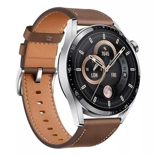 Smartwatch Huawei Gt3 46mm Marrom Couro Jpt-b19 Lacrado Orig Cor Da Pulseira Marrom (couro) Cor Da Caixa Prateado Cor Do Bisel Preto