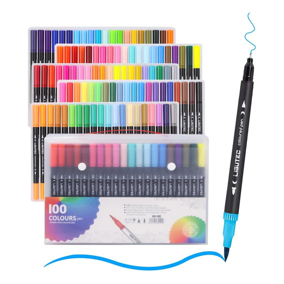 Lettering 100 Colores Dual Tipbrush Pens Plumon Doble Pincel