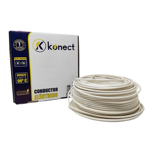 Cable Electrico Cca Calibre 12 Blanco Rollo 100m Konect