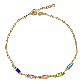 Tobillera Cristales Colores Enchapado Oro 18k