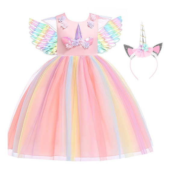 Vestido Con Diseño De Princesa Unicornio Para Niña