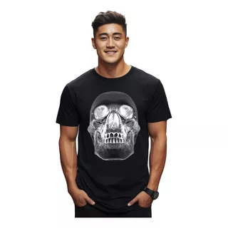 Playera Hombre Slim Fit Y Normal Calavera Cristal Clase Fina