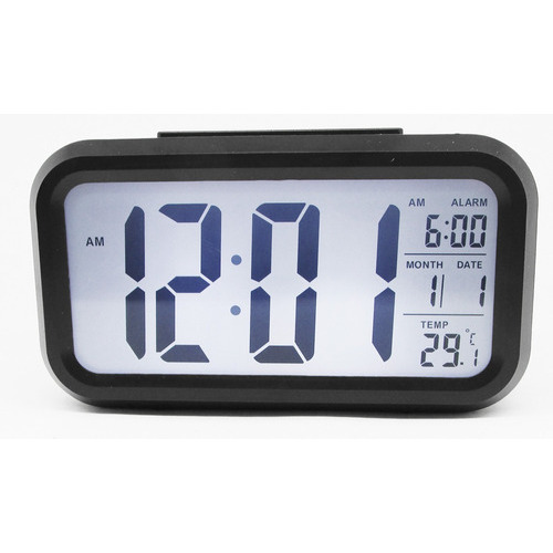 Reloj Digital Alarma Numeros Grandes Fechador Negro Luz Led 