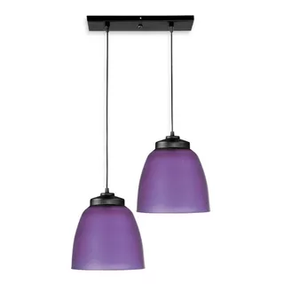 Lampara Campana Colgante De Plástico - 2 Luces - Violeta