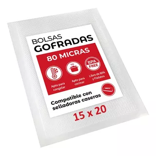 100 Bolsas Sellado - Empacado Al Vacío Gofradas 15x20 Cm