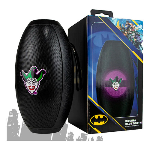 Bocina Bluetooth Joker Dc Comics Batman Portatil Luz Led Color Logo Joker / Guasón