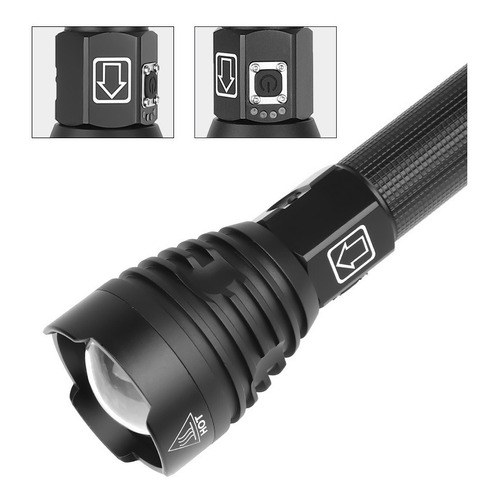 Potente linterna LED recargable USB Xhp90