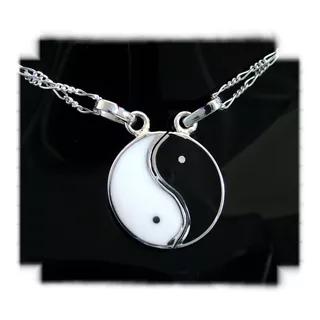 Dije De Yin Yang Dividido En Dos Y Dos Cadenas Plata 925