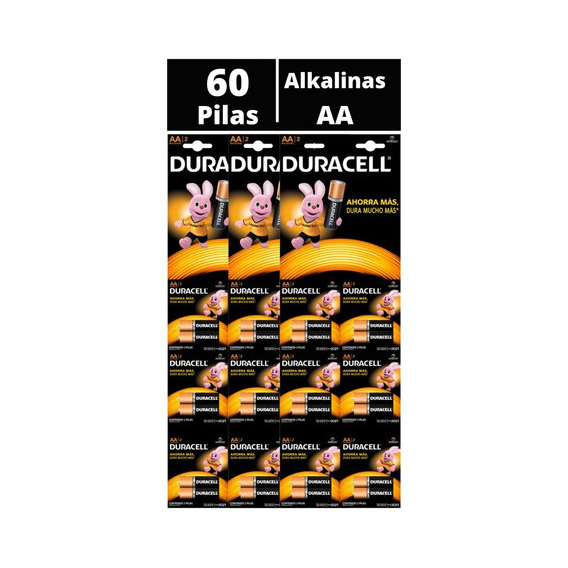 Pila Alcalina Duracell Aa X 60 Uds. Baterias Alcalinas