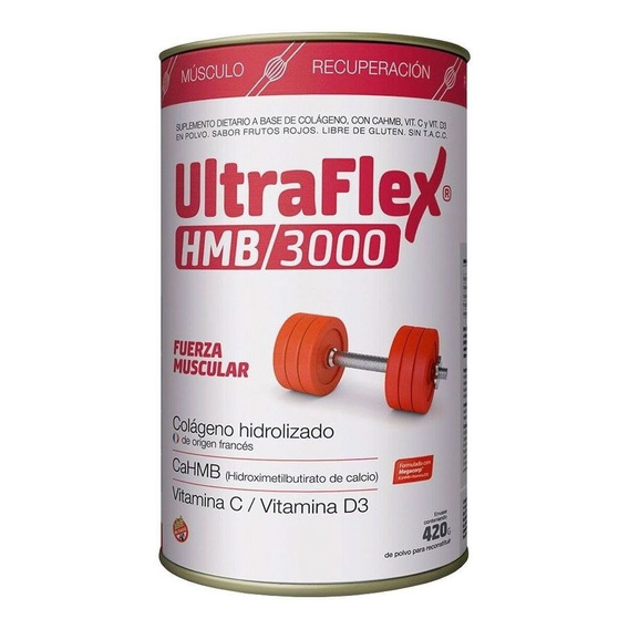 Suplemento en polvo TRB Pharma  Ultraflex HMB/3000 colágeno hidrolizado sabor frutos rojos en lata de 420g