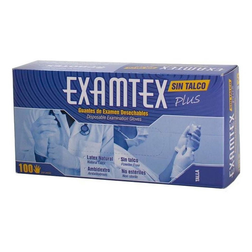 Guantes descartables Examtex Examen desechables color blanco talle L de látex x 100 unidades