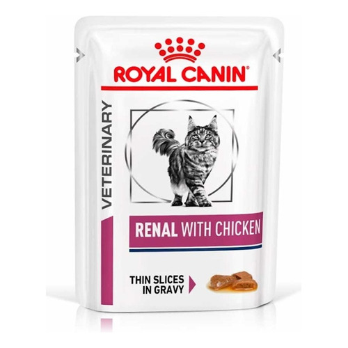 Alimento Royal Canin Veterinary Diet Feline Renal para gato adulto todos los tamaños sabor pollo en sobre de 85 g