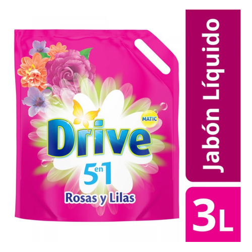 Jabón Líquido Drive Matic Rosas Y Lilas 3l