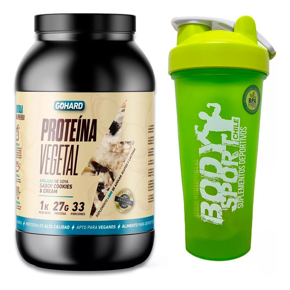 Proteína Vegetal Gohard 33 Servicios Cookies + Shaker 600ml