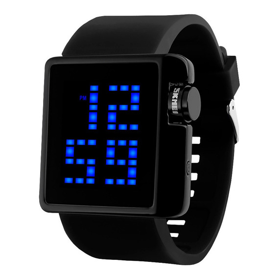 Reloj Unisex Skmei 1145 Digital Luz Led Watch Silicona Color de la malla Negro