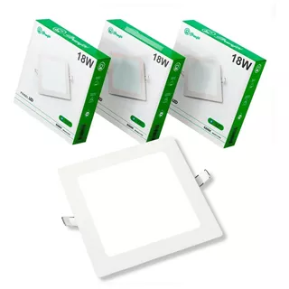 Kit 5 Painel Plafon Led 18w Quadrado Redondo Embutir