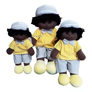 Trio De Boneco De Pano Cor Negra - Para Nicho Quarto De Bebê