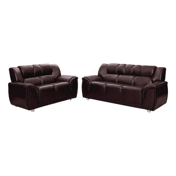 Juego De Living Sillon 3+2 Cuerpos Sofa Pu Negro Cordoba Color Marrón