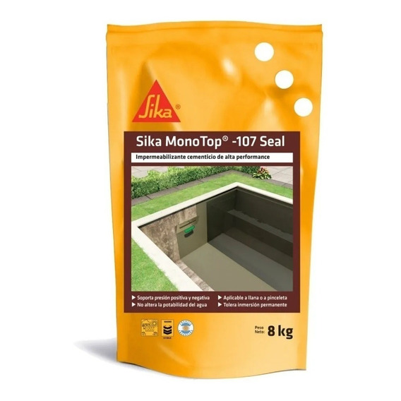 Sika Monotop 107 Seal Impermeabilizante Doy Pack 8kg Mortero Color Gris