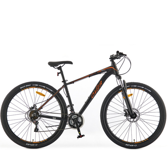 Bicicleta Mtb Overtech Q6 R29 Aluminio 21v Freno A Disco Negro/naranja/naranja Talle M