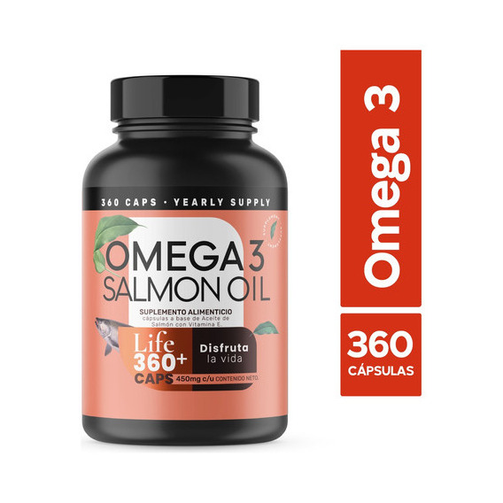 Omega 3 De Salmon Oil 360 Capsulas Con Epa Y Dha - Life 360+ Sabor Sin Sabor (360 Capsulas)