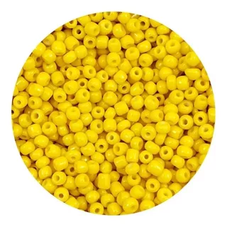 Miçanga 6/0 (4mm)  De Vidro Cor Amarelo Pct 100gm Para Guias