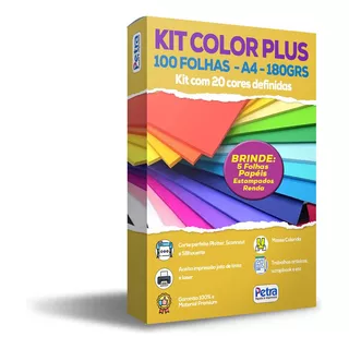 Papel Color Plus A4 - 180g/m2 Com 100 Folhas