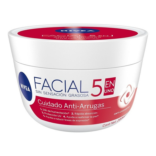 Crema Facial Hidratante NIVEA 5 En 1 Anti Arrugas 200ml Tipo de piel Todo tipo de piel
