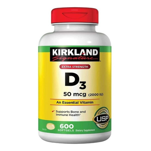 Vitamina D3 50mcg 2000iu Kirkland Ayuda Corazon Huesos 600cp Sabor Neutro