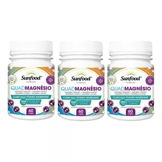 Kit 3x Quad Magnésio 60 Cápsulas / 1500mg Sunfood Clinical