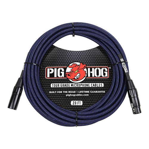 Cable cable de 1 XLR 1 a 1 XLR hembra Pig Hog PHM20BBL negro y azul de 6m