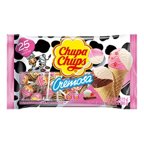 Chupa Chups Paleta De Caramelo Cremosa 2 Sabores 25pz 300gr