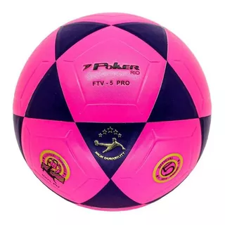 Bola De Futebol Poker Rio Poker Nº 5  Cor Rosa E Preto