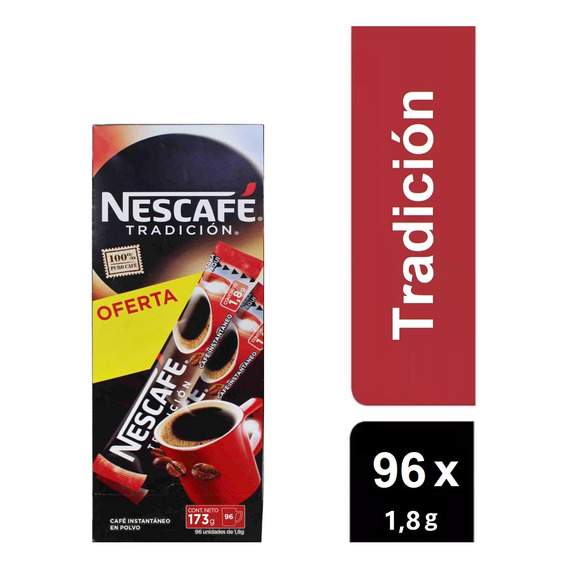 Café Nescafé Stick Sachet 1.8 Grs, Tradición, 96 Unidades
