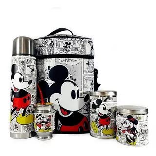 Equipo De Mate Completo Mickey Minnie Cuero Set Kit Matero