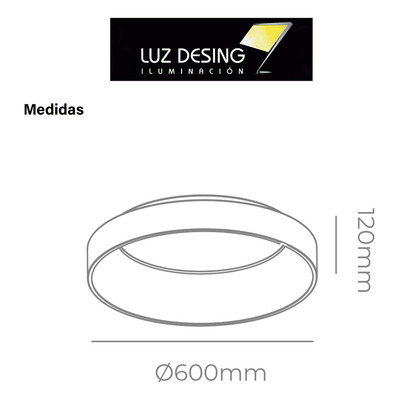 Plafon Led Burako Negro Deco Moderno Dimerizable 45w 60cm  Negro Interior