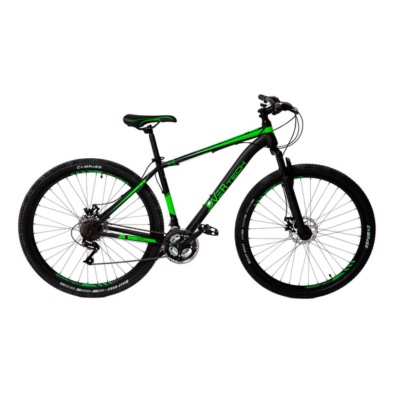 Bicicleta Mtb Overtech R29 Acero 21v Freno A Disco Pp Color Negro/Verde/Verde Tamaño del cuadro M