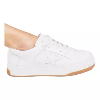 Zapatilla Blanca Star Fiori Cuero Legítimo Deportiva