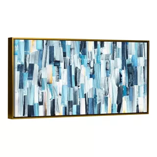 Cuadro Canvas Con Marco Flotante Decorativo Abstracto Azul
