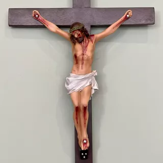 Crucifixo Parede - Cruz 60cm / Corpo Do Cristo Resina 30cm