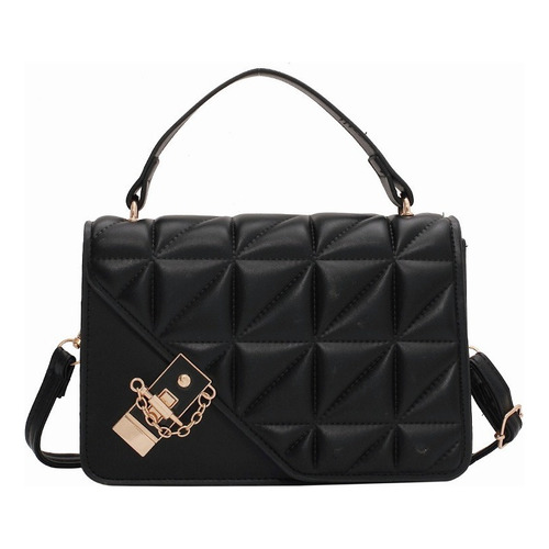 Bolso Bandolera De Un Hombro Con Cadena De Metal Para Mujer Color Negro