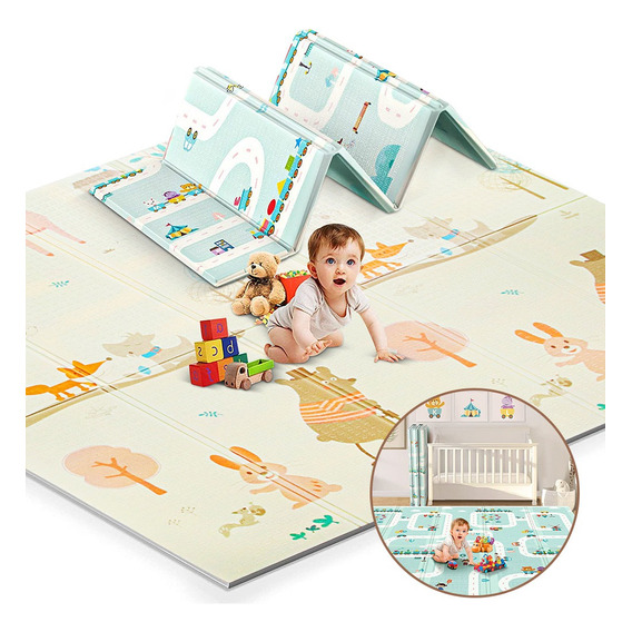 Tapete Infantil Para Bebe Plegable Doble Diseño 200x180cm